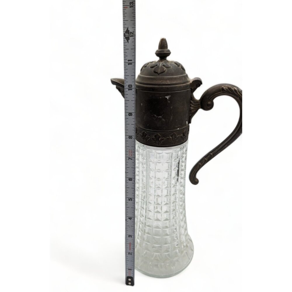 Vintage Primrose Italy Silver Plate Cut Crystal Wine Pitcher - Picture 11 of 12